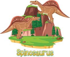 wordcard de dinosaurio para espinosaurio vector