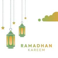 Ramadan lights lamp themed green gradation islamic  muslim vector
