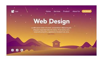 página de destino de naturaleza o diseño plano de vector de página web