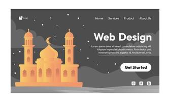 Islamic flat design illustration for happy eid fitr or adha mubarak and ramadan mubarak vector