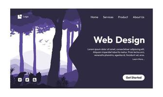 diseño web naturaleza paisaje diseño plano landing page vector