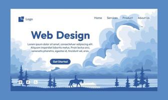 Web design nature landscape flat design landing page vector