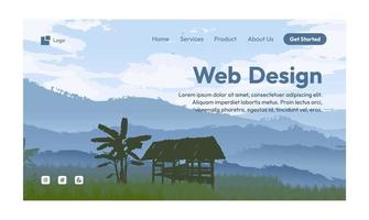 diseño web naturaleza paisaje diseño plano landing page vector