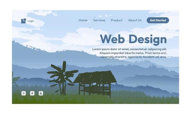 Web design nature landscape flat design landing page