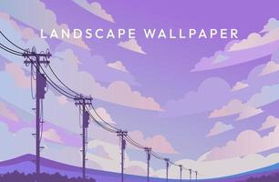 Japanese anime purple view landscape vector