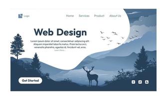 Nature mountain vector illustration landing page