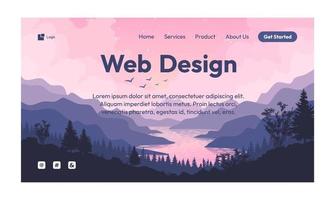 Nature mountain vector illustration landing page