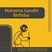 gandhi jayanti se celebra el 2 de octubre para conmemorar el aniversario del nacimiento de mohandas karamchand gandhi. vector