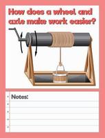 Science Experiment Log Worksheet of wheel and axle make work vector