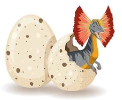 Dilophosaurus hatching from egg vector