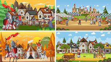 Set of different scene medieval vector