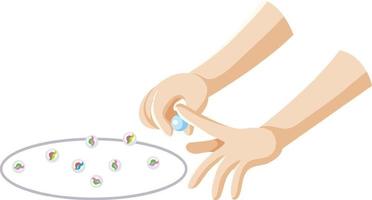 Flicking hand and marbles vector