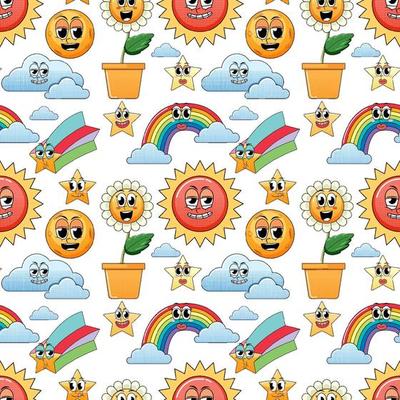 Seamless pattern cartoon on white background