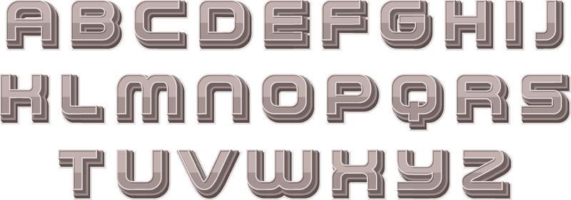 A set of English alphabet space font on white background