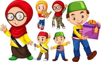 Muslim kids with happy face vector