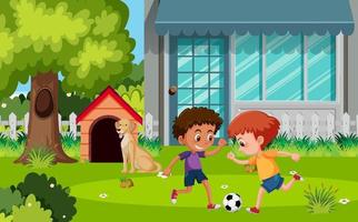 Outdoor park scene with people cartoon character vector