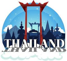columpio gigante tailandia atracción y paisaje icono vector