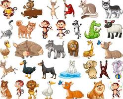 Set of animal cartoon character vector