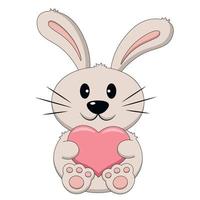 Cute cartoon Rabbit with Heart. Draw illustration in color vector