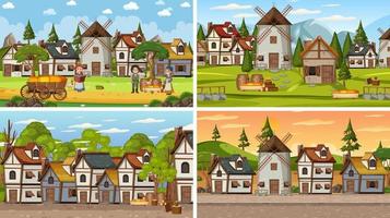 Set of different scene medieval vector