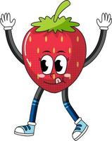 Strawberry cartoon character on white background vector