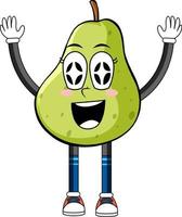 Green pear with happy face vector