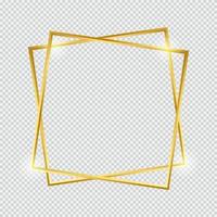 Gold border single frame with light influence, Gold decoration in minimalist style, Metal graphic paper elements in double rectangle variation geometric thin lines vector