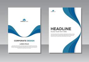 Corporate Book Cover Design Template in A4 blue and white combination. suitable for Brochures, Annual Reports, Magazines, Posters, Business Presentations, Portfolios, Flyers, Banners, Websites. vector
