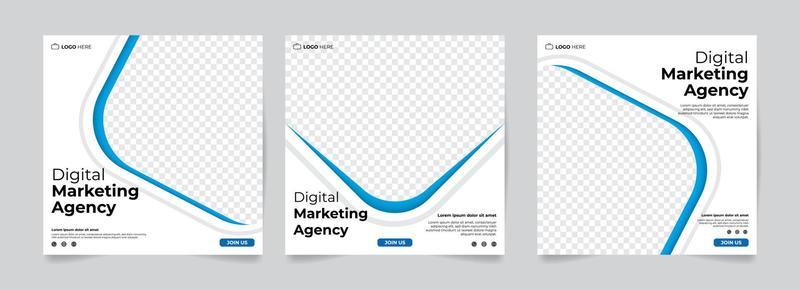 Digital business marketing banners for social media post templates, blue, white and ash lines.Can be customized posters and banner ads