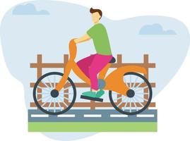 A boy doing exercise on cycle. vector