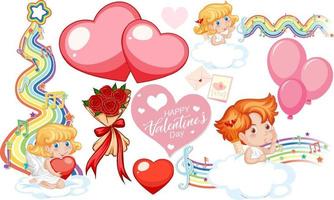 tema de san valentin con cupido y corazones vector