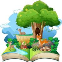 Open book forest theme on white background vector