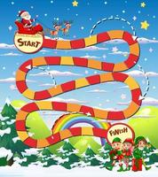 Snake and ladders game template with Christmas theme vector