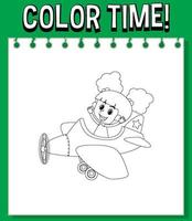 Worksheets template with color time text and kids vector