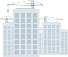 edificio complejo de apartamentos semi plano color vector objeto