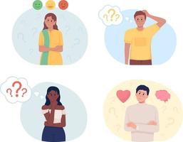 Hesitating people 2D vector isolated illustrations set