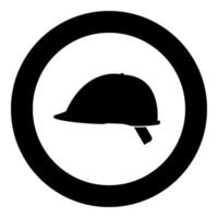 icono de casco de seguridad color negro en círculo vector