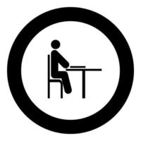 Man with notepad - stick icon black color in circle vector