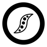 icono de frijol color negro en círculo vector