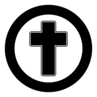 Church cross icon black color in circle vector
