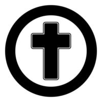 Church cross icon black color in circle vector