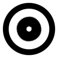 Circular saw blade black icon in circle vector illustration isolated .