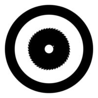 Circular saw blade black icon in circle vector illustration isolated .