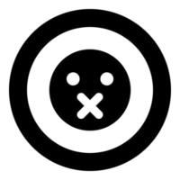 Silence emoticon icon black color in circle vector