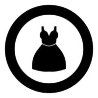 icono de vestido de mujer color negro en círculo vector