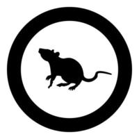 icono de rata color negro en círculo vector