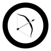 Bow and arrow icon black color in circle vector