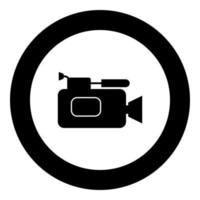 Videocamera icon black color in circle vector