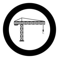 Building crane icon black color in circle or round vector