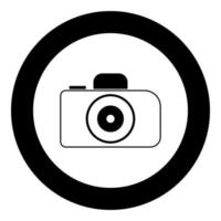 Camera icon black color in circle vector